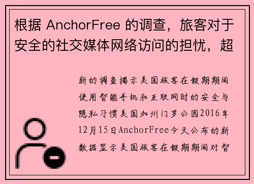 根据 AnchorFree 的调查，旅客对于安全的社交媒体网络访问的担忧，超过对财务的担忧。 