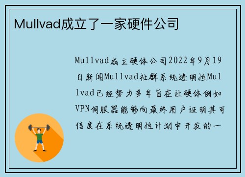 Mullvad成立了一家硬件公司 