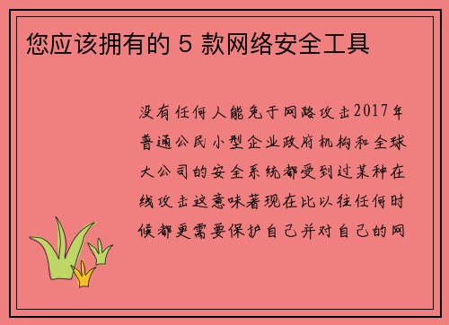 您应该拥有的 5 款网络安全工具 